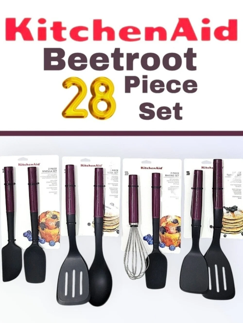 KitchenAid Beetroot Purple 28-Piece Kitchen Tool Set